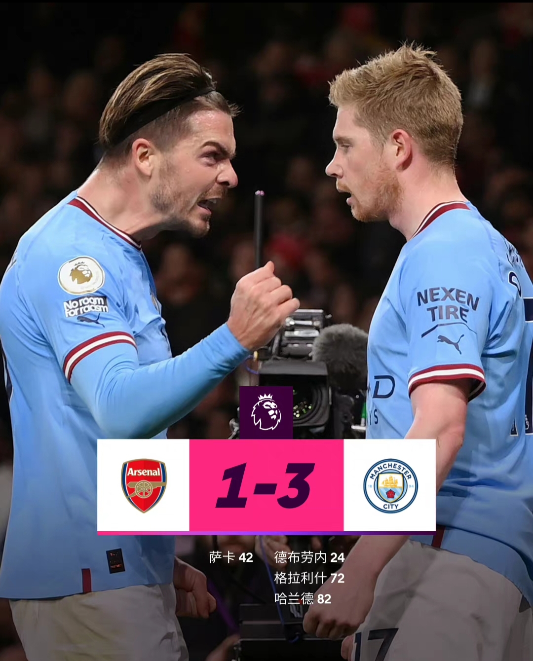 包含阿森纳翻盘瓦伦西亚，德布劳内统治全场的词条